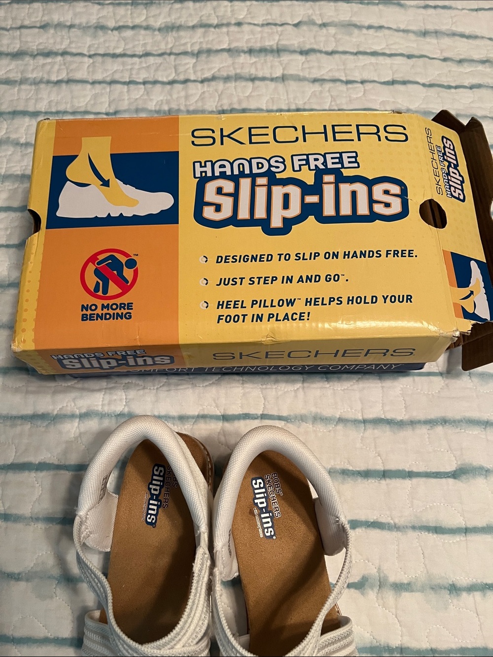 Skechers Bobs Hands-free Slip-Ins Desert Kiss/ White Elastic Women’s Sandals - Picture 12 of 13